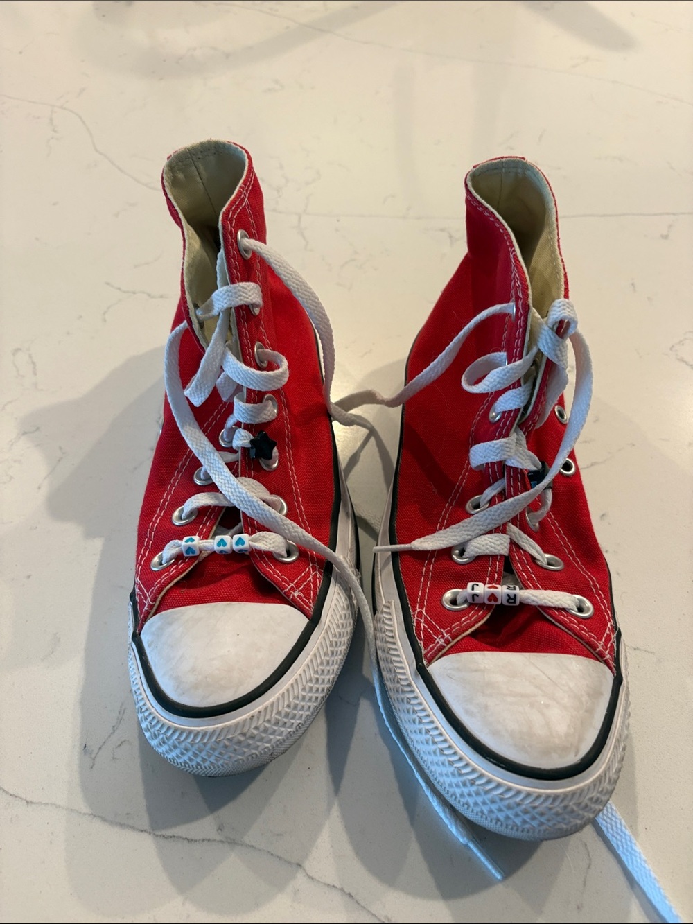 Converse Red High-Top Kids Canvas Sneakers with White Laces